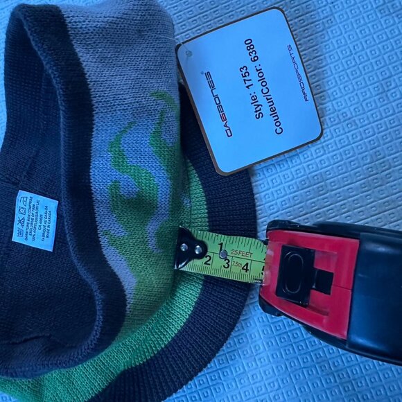 Y2K Green Flames Skater Winter Headband with Mini Cap - Picture 3 of 8